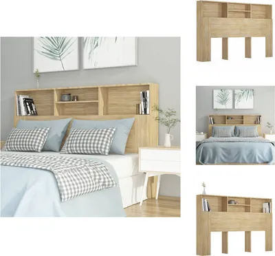 Produktbild von vidaXL Bett-Kopfteil mit Ablagen Sonoma-Eiche 160x19x103,5 cm - Kopf- & Fußenden