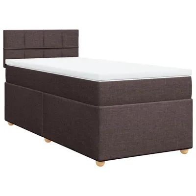Imagen del producto de Cama con somier y colchón de la marca vidaXL, color marrón oscuro, dimensiones 90x200 cm, tapizada en tela