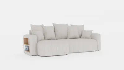 Produktbild von Ecksofa mit Schlaffunktion, ANTONIO SOLERO - 238x142x73cm, Ottomane rechts/links, L-Form, Schlaffunktion & Bettkästen - Cord in Beige