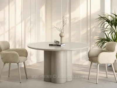 Zdjęcie produktu dla Okrągły stół jadalny 130 cm OISIN – beżowy