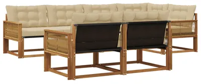 Produktbild von vidaXL Outdoor-Sofagarnitur mit Kissen 7 pcs Natur und Beige