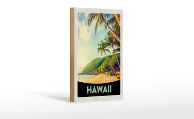 Produktbild von Holzschild Reise 12x18 cm Hawaii Insel Strand Palmen Sonne
