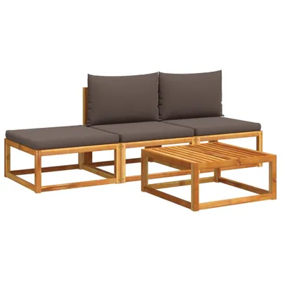 Produktbild von vidaXL 4-tlg. Gartensofa-Set mit Kissen Holz Akazie & Rattan
