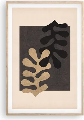 Produktbild von Gerahmtes Poster - Rahmen in heller Eiche - Blätter Form Figur - 61x91,5 cm - Wand Bild - Wanddeko - Wandbilder - Kunstposter - Wandposter - Bilderrahmen - Bilder - Kunstdruck - P2NPA61x91-5131