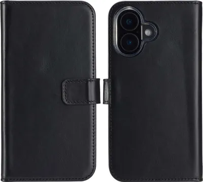 Immagine prodotto di Custodia a libro in vera pelle Selencia per iPhone 16 Plus - Nero