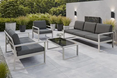 Produktbild von Gartenmöbel Set Solar Lounge Sofa Sessel Tisch Metall C-PB06