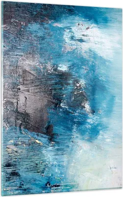 Produktbild von Bilder auf glas - Einteilig - Abstraktion Blau Schwarz - 50x70cm - Glasbilder - Wandbilder - Bilder - zum Aufhängen bereit - Wanddekoration aus Glas - Glas Bilder - Wandbild auf Glas - GPA50x70-4155