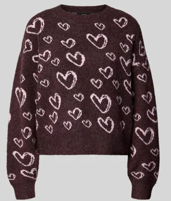 Produktbild von Vero Moda VMDOFFY JAQUARD LS O-NCK PULLOVER N Windsor Wine/W. PRISM PINK / HEART XS