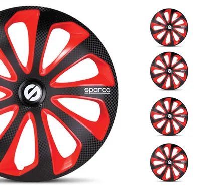 Produktbild von SPARCO Radkappe 14" Zoll Radzierblenden Satz schwarz/rot carbon SPC1475BKRDC