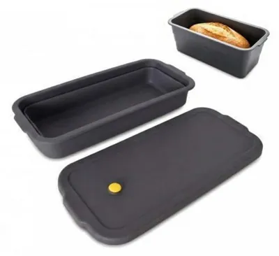 Produktbild von Silikon Brotbackform rechteckig faltbar mit Deckel antihaft 32 x 14.5 x 11.5 cm