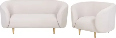 Produktbild von BELIANI Sofa Set 2-Teilig Beige Stoffbezug 3-Sitzer Sitzgruppe Armlehnen Metallgestell in Gold Glamouröser Edler Stil Wohnzimmer Salon Esszimmer Flur