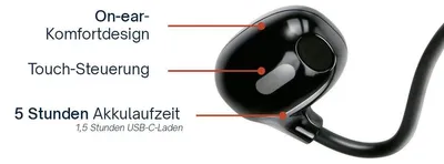 Produktbild von Grundig Bluetooth Kopfhörer Kabellos - In Ear Kopfhörer Bluetooth mit Air Conduction - Earbuds mit Mikrofon - 5 Stunden Spielzeit - USB Typ C Ladeanschluss - Freisprechen