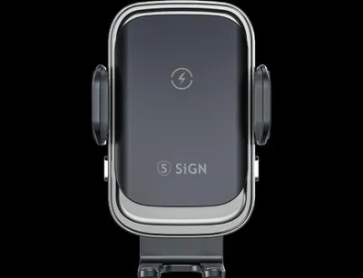 Image de Support de téléphone portable pour voiture avec chargement sans fil, 15 W - Noir
