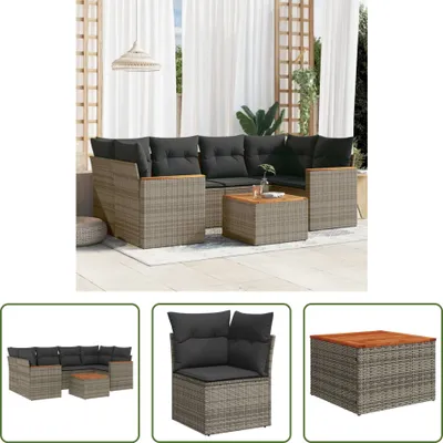 Produktbild von The Living Store 7-tlg. Garten-Sofagarnitur mit Kissen Grau Poly Rattan
