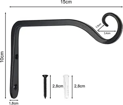 Produktbild von Pflanzenhalterung Blumenampelhalter Eisen Wandhaken Blumenampel Wandhalter Haken 15cm zum Aufhängen von Pflanzer Vogelhäuschen Laterne Windspiele Wandleuchter - 2 Stücke