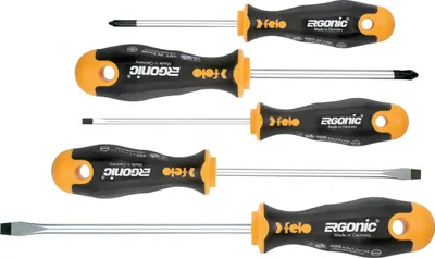 Zdjęcie produktu dla wkrętak felo, zestaw wkrętaków - PH1 PH2 - ERGONIC - Zestaw 5-częściowy