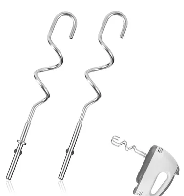 2 Ersatz-Teighaken aus Edelstahl für Handmixer, 18,3 cm