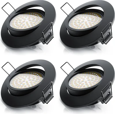 Obrázek produktu pro Brandson 4x LED stropní bodová svítidla stmívatelná a otočná vestavná bodová svítidla s hliníkovým rámem v černé barvě