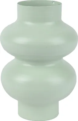 Produktbild von Gewölbte dekorative Blumenvase aus mattem Eisen in Mintgrün im Boho-Stil, ca. 13 x 19,5 cm