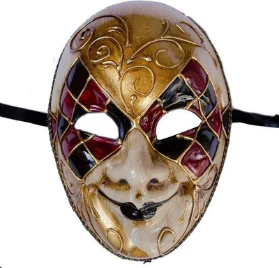 Produktbild von Famanu Maskerade Balmasker - Joker Gesichtsmasker Carnaval - Rot Schwarz