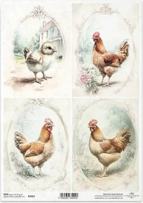 Produktbild von ITD Reispapier Decoupage Bastelpapier Serviettentechnik-R2563 Landhühner