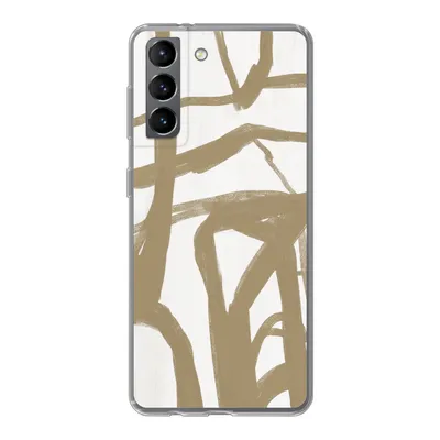 Produktbild von MuchoWow® Handyhülle Schutzhülle Hülle für Samsung Galaxy S21 Braun - Weiß - Abstrakt Silikon Softcase Handy Hülle - Softcase