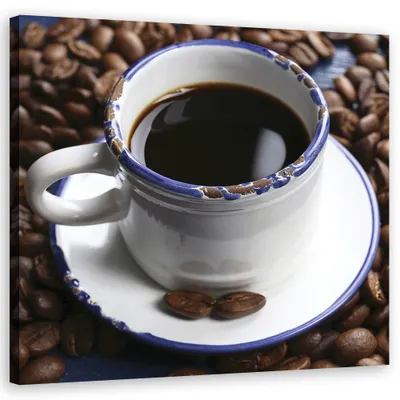 Produktbild von Leinwandbild Schwarze Kaffeetasse 60x60 Feeby Braun bild für die wand bereit zum aufhängen