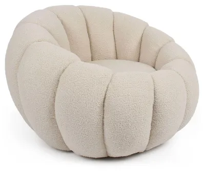 Image de MENZZO Fauteuil design coquillage Horizan Tissu bouclette Crème