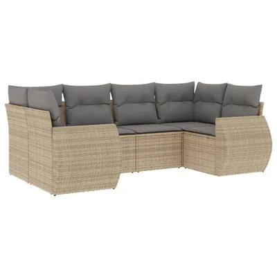 Produktbild von vidaXL 6-tlg. Garten-Sofagarnitur mit Kissen Beige Poly Rattan