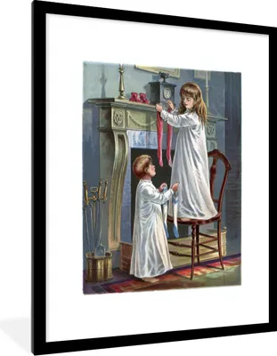Produktbild von MuchoWow® MuchoWow® Gerahmtes Poster Weihnachten - Winter - Vintage 60x80 cm - Poster mit zchwarzem Bilderrahmen - Wohnzimmer - Dekorationen - Prämie
