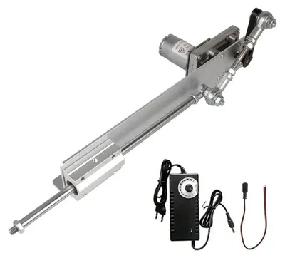 Immagine prodotto di Kit attuatore lineare telescopico - Azionamento a cremagliera - 24V DC - Corsa da 3 a 15 cm - Velocità di rotazione 200 giri/min - Alimentatore 110–220V (con spina EU) - Modello D