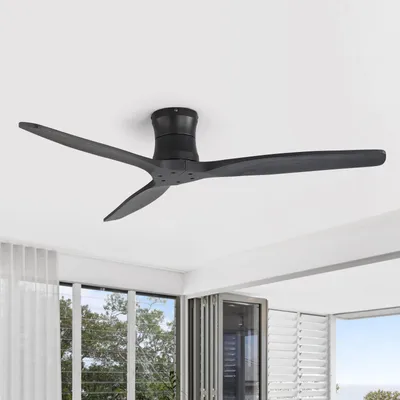 Produktbild von Sofucor Deckenventilator, 132 cm, Massivholz, ohne Leuchte und Aufhängung, Schwarz