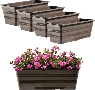Immagine prodotto di KADAX vaso da balcone vaso da fiori grande 40 cm confezione da fiori 4 pezzi supporto per fiori