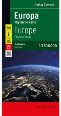 Obrázek produktu pro Mapa Evropy, vydavatelství freytag & berndt, fyzická mapa, měřítko 1:3,5 milionu.