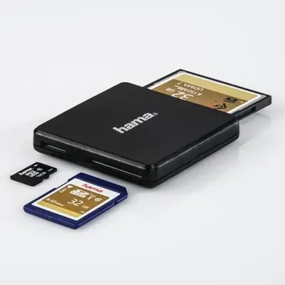 Zdjęcie produktu dla Hama 00124022, CF, MicroSD (TransFlash), MicroSDHC, MicroSDXC, SD, SDHC, SDXC, Czarny, 5000 Mbit/s, USB 3.2 Gen 1 (3.1 Gen 1) Type-A, 55 mm, 55 mm