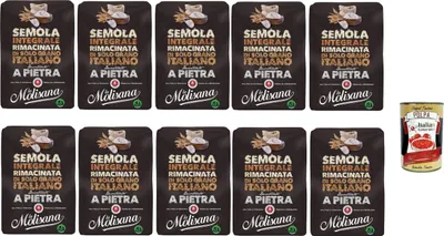 Produktbild von 10 x Molisana Semola rimacinata di Grano Duro Integrale Durum Vollkorn Weizengieß 1 kg Grieß für Pizza + Italian Gourmet Polpa 400g