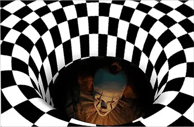 Produktbild von 3D Stereo Vision Türmatte, Bodenmatte mit Clownfall Muster, Horror Weicher Teppich für Halloween Dekoration, Schwarz und Weiß, 60cm, 40cm, Rechteck