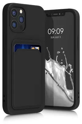 Produktbild von kwmobile Handyhülle für Apple iPhone 12 / iPhone 12 Pro Hülle mit Kartenfach - TPU Case - Kabelloses Laden - Schutzhülle Cover in Schwarz
