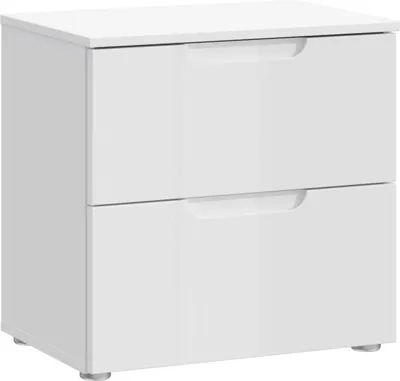 Productafbeelding van Furniture24 Nachtkastje Sapporo Snnk011-V29, wit, hoogglans. Nachtkastje met 2 lades
