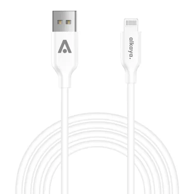 Produktbild von alkaya. iPhone 11, 12, 13, 14 Ladekabel USB-A Lightning, Datenkabel Silikon weiss - 1m/12W