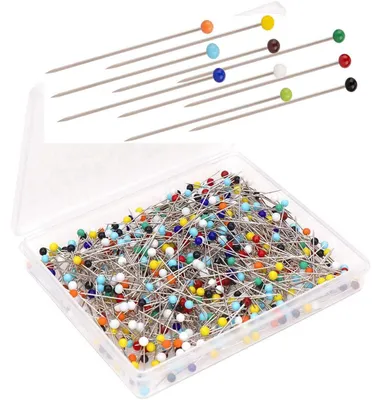 500 Stecknadeln mit Glasköpfen, 38 mm, mehrfarbig