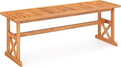 Imagen del producto de Banco de jardín de madera, con capacidad para 3 personas, resistente a la intemperie, banco de madera sin respaldo, banco para balcón de madera de acacia, con capacidad de carga de hasta 360 kg, banco para jardín, balcón o terraza, dimensiones: 130 x 35 x 45 cm, color natural