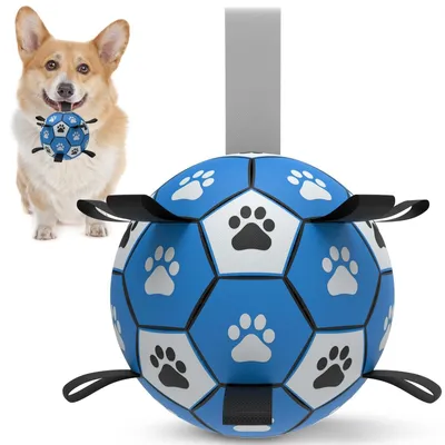 Produktbild von Hundeball Schwimmball Wasserball - 15,24 cm - Blau und Grau - Mit Griff