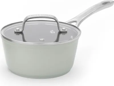 Produktbild von Laura Ashley – Kochgeschirr – Kochtöpf – 16 cm PFOA-freier, geschmiedeter Aluminiumkochtopf mit Antihaftbeschichtung und Glasdeckel in Sage Leaf von Pendeford