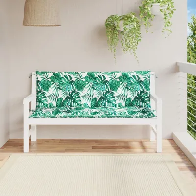 Produktbild von "2026 Promotion" Gartenbank-Auflagen 2 Stk. - Hohe Qualität - Blattmuster 150x50x7cm Oxford-Gewebe - Gartenmöbelauflagen CC22964