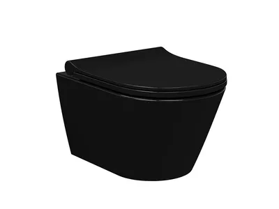 Produktbild von Taharet Dusch Wc Kurzform für Schwarz Matt mit Soft Close Wc Sitz 49cm , Kurzform spülrandlos Randloses Taharet Wc