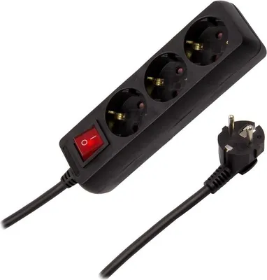 Produktbild von Steckerleiste mit 3 Schuko Steckdosen Typ F 3m Schwarz