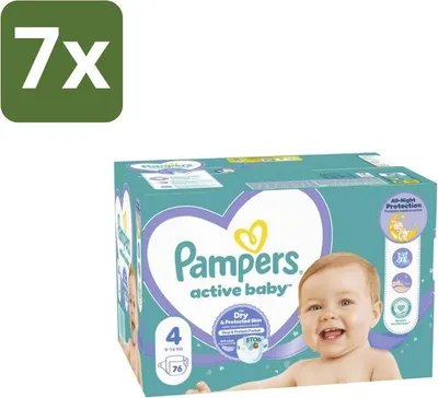 Produktbild von Pampers – Windeln – Baby Dry Größe 4 – 76 Windeln - Vorteilspack - 7 Stücke