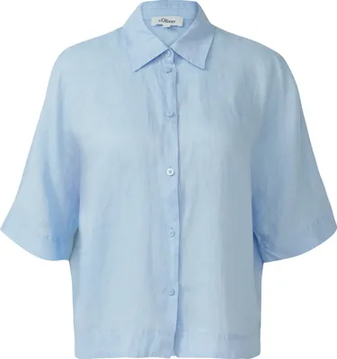 Produktbild von s.Oliver Luftig-leichte Leinenbluse Kurzarm Relaxed Fit mit Hemdkragen Blau Größe 44
