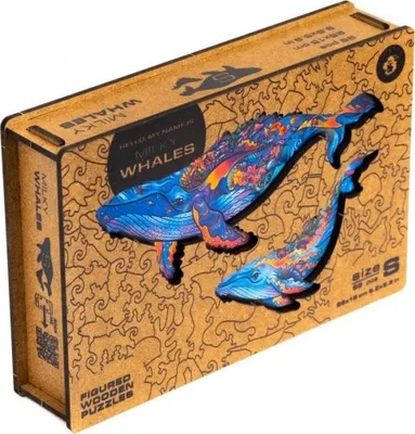 Produktbild von UNIDRAGON Milky Whales 25 x 15 cm 98 Teile Holz-Puzzle